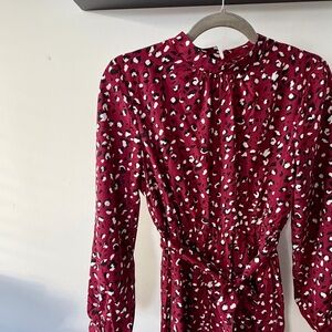 •burgundy print dress •